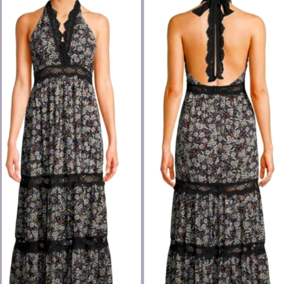 Lost + Wander floral halter tiered maxi dress - Picture 1 of 9
